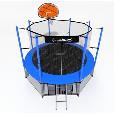 Батут с баскетбольным кольцом I-JUMP BASKET 14ft синий